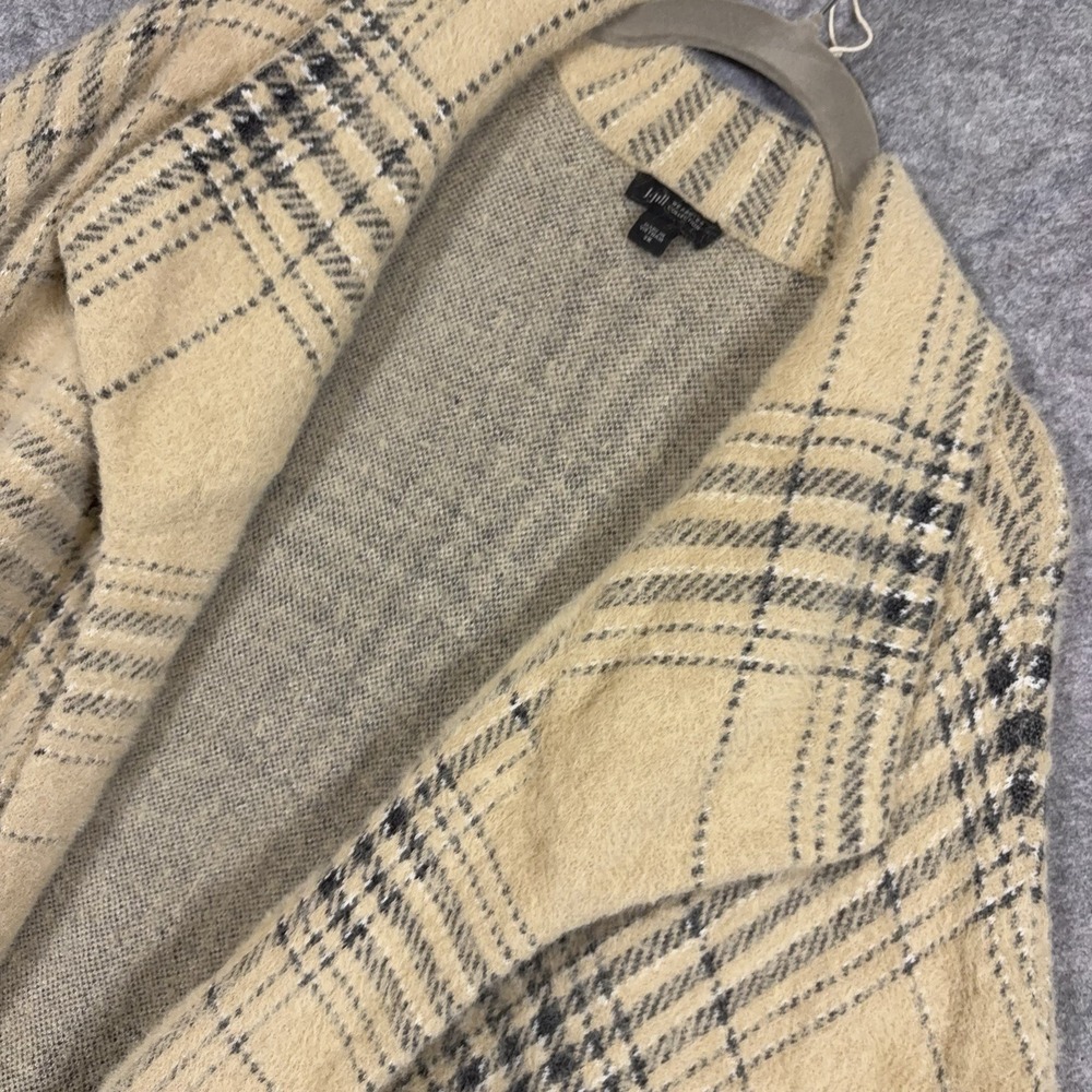 J. Jill Wearever Cardigan Jacket Women 3X Golden Tan Plaid Eyelash Knit Heavy
